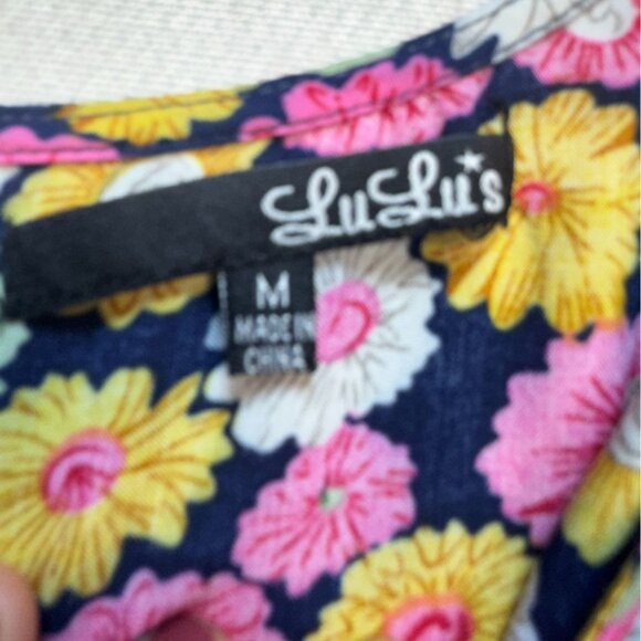 Lulus Womens Exclusive Poppy Hour Floral Print Mini Dress Medium Multicolor Boho - Picture 3 of 9